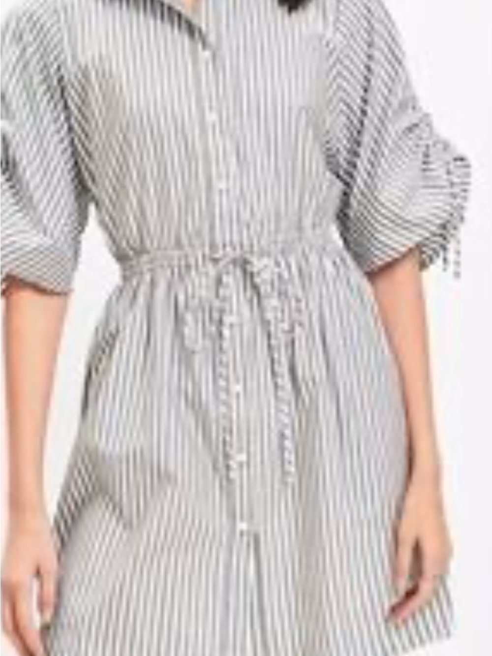 NWT Loft Striped Drawstring Shirt Dress - White and Black